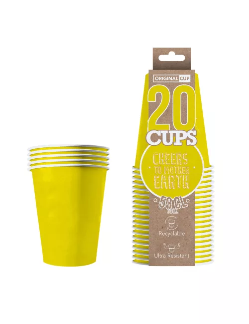 Photo du produit 20 Gobelets américains carton recyclable jaunes 53 cl