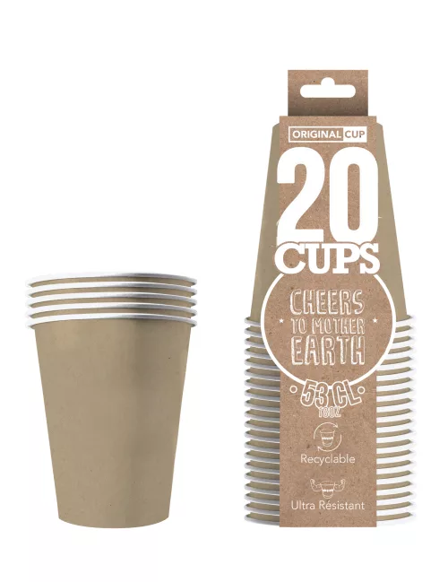 Photo du produit 20 Gobelets américains carton recyclable kraft 53 cl