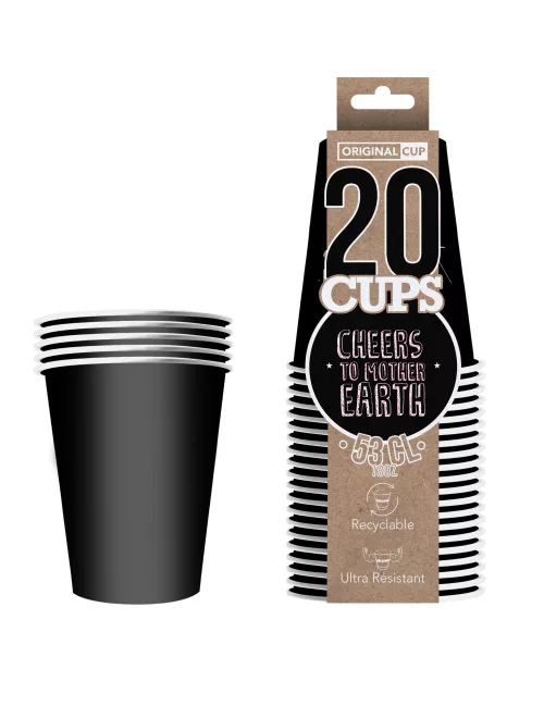 Photo du produit 20 Gobelets américains carton recyclable noirs 53 cl