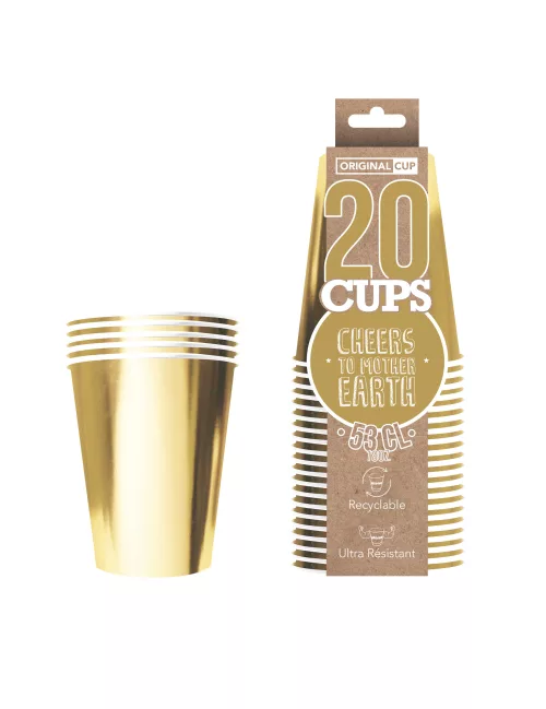 Photo du produit 20 Gobelets américains carton recyclable or 53 cl