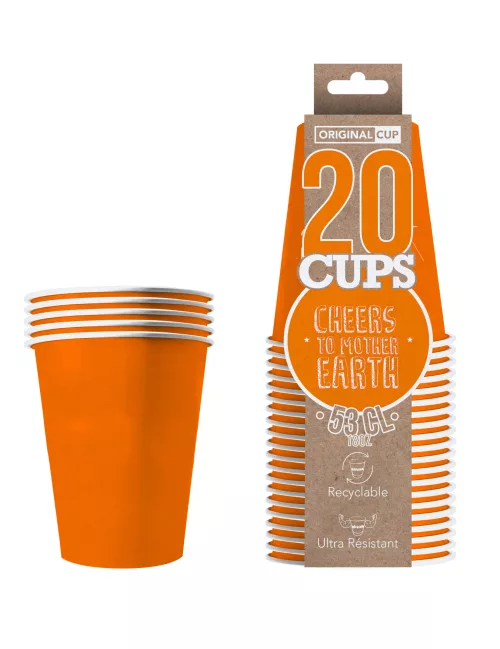 Photo du produit 20 Gobelets américains carton recyclable orange 53cl