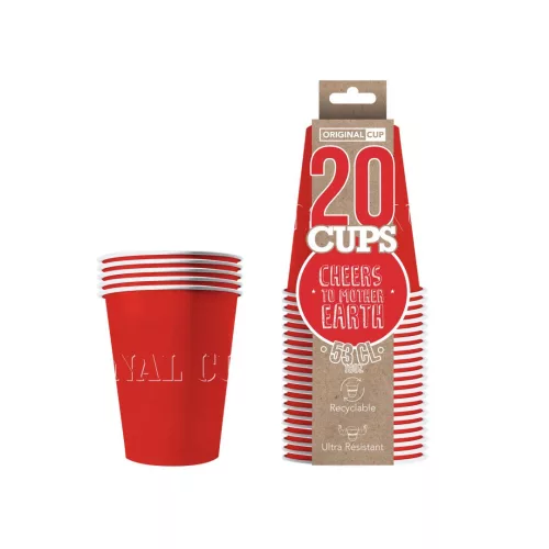 Photo du produit 20 Gobelets américains carton recyclable rouges 53cl