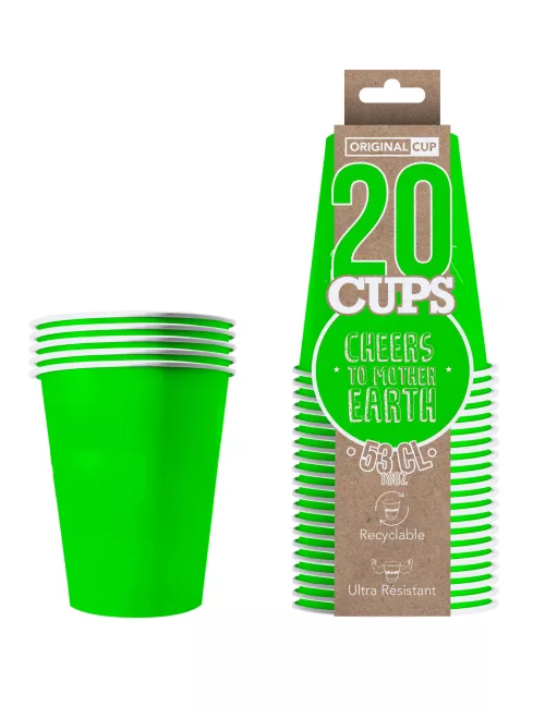 Photo du produit 20 Gobelets américains carton recyclable verts 53 cl