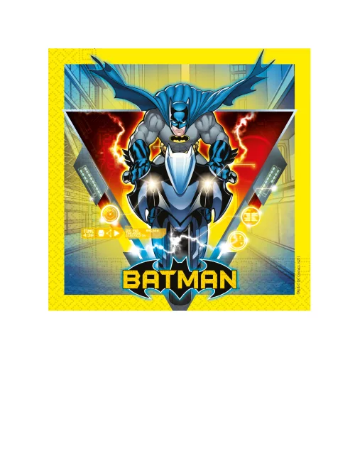 Photo du produit 20 Serviettes en papier Batman jaunes 33 x 33 cm