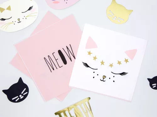 Photo du produit 20 Serviettes en papier chaton blanc 33 x 33 cm