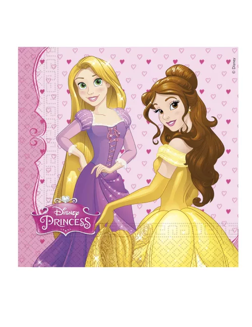 Photo du produit 20 Serviettes en papier Princesses Disney c?urs 33 x 33 cm
