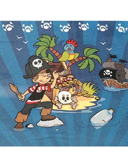 Photo du produit 20 Serviettes en papier Pirate au trésor 33 x 33 cm