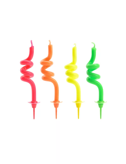 Photo du produit 4 Bougies d'anniversaire tourbillons multicolores 8 cm