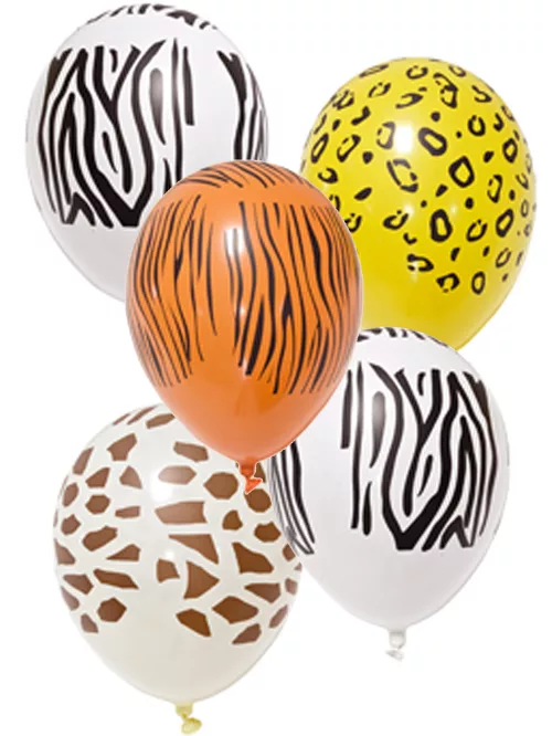 Photo du produit 5 Ballons en latex imprimé safari 29 cm