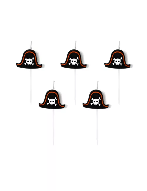 Photo du produit 5 Bougies d'anniversaire sur pic chapeaux pirates 2 cm