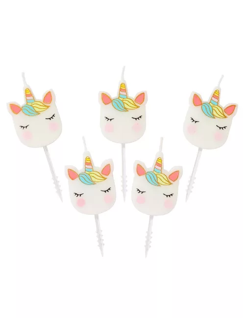Photo du produit 5 Bougies d'anniversaire tête de licorne