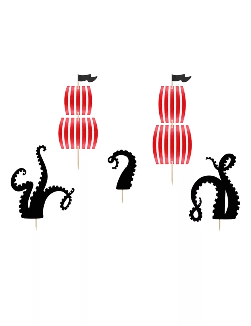 Photo du produit 5 Cake toppers fête de pirate 13,5 - 21,5 cm