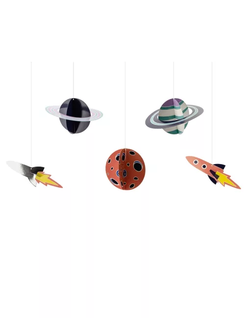 Photo du produit 5 Suspensions en carton space adventure 17 x 10 - 19 x 7 cm