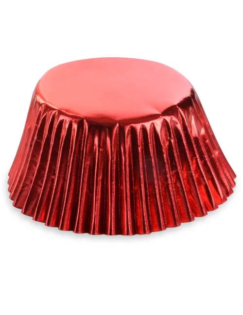 Photo du produit 50 Moules à cupcake en papier rouges métallisés 7 cm