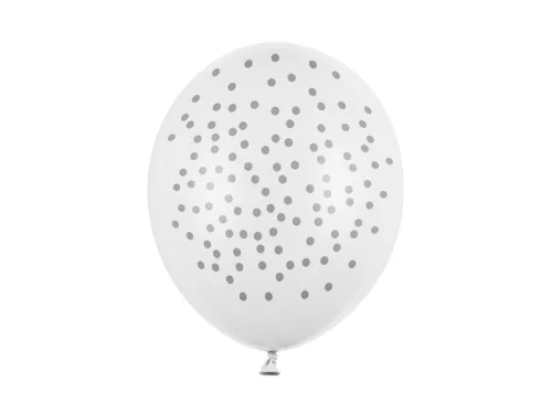 Photo du produit 6 Ballons en latex blancs pois argentés 30 cm