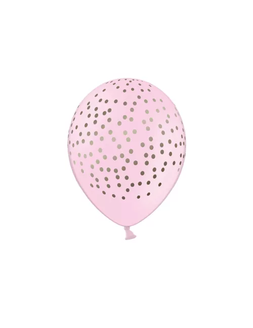 Photo du produit 6 Ballons en latex rose pâle pois dorés 30 cm