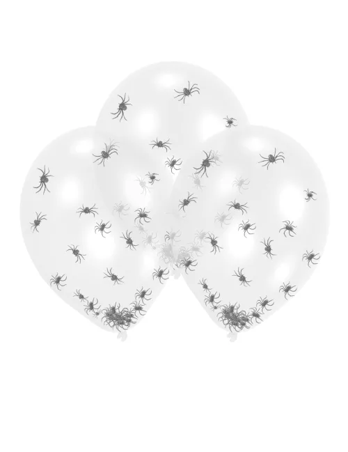 Photo du produit 6 Ballons en latex transparents confettis araignées 27,5 cm