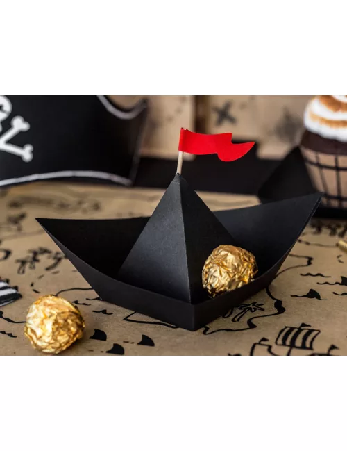 Photo du produit 6 Bateaux de pirate en papier origami noirs 19 x 10 x 14 cm