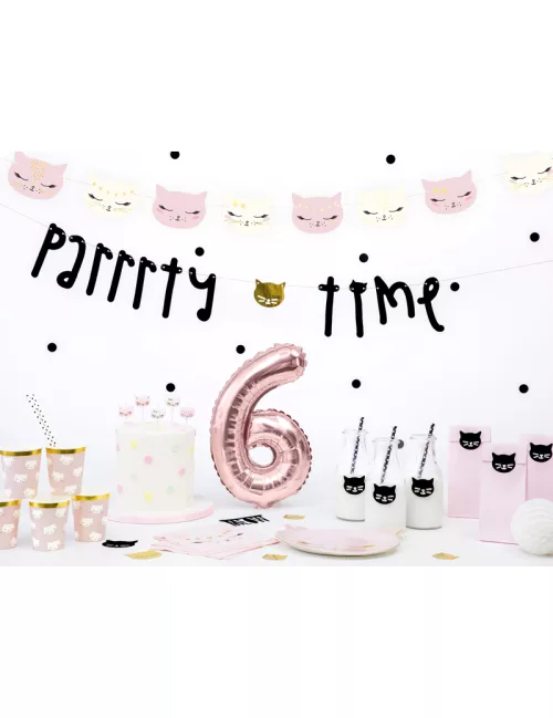 Photo du produit 6 Bougies d'anniversaire chaton blanches et roses 2 cm