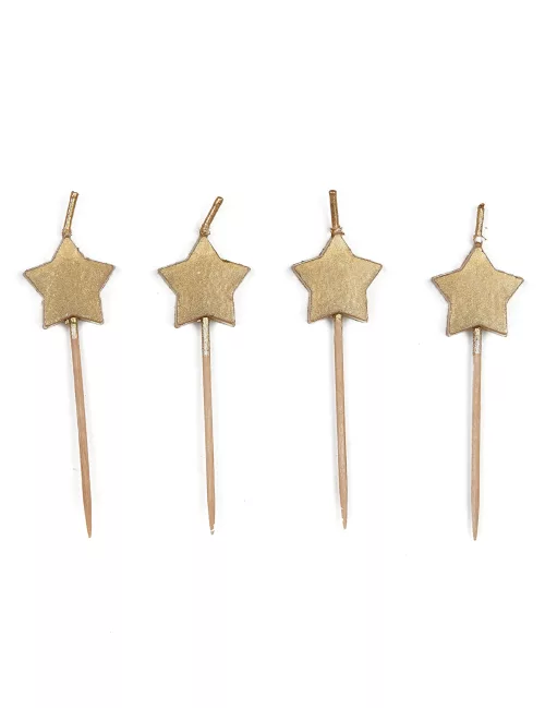 Photo du produit 6 Bougies sur pique étoiles dorées