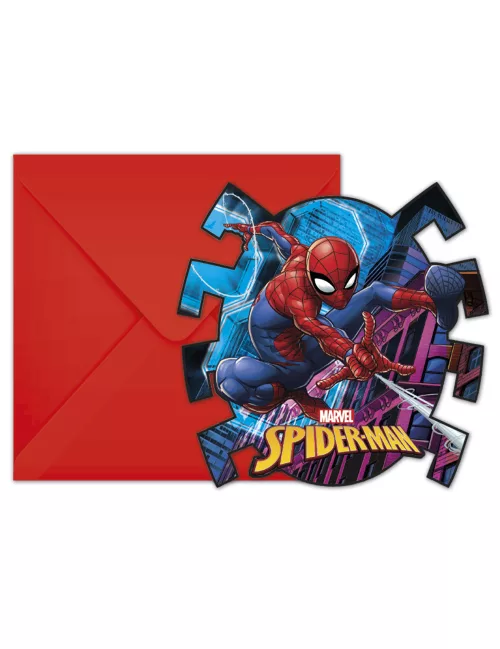 Photo du produit 6 Cartons d'invitation avec enveloppes Spiderman