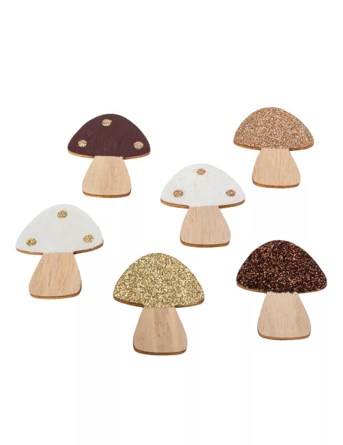 Photo du produit 6 Champignons adhésifs en bois paillettes 5,5 cm