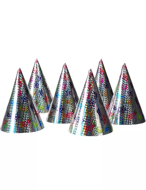 Photo du produit 6 Chapeaux de fête holographiques étoiles