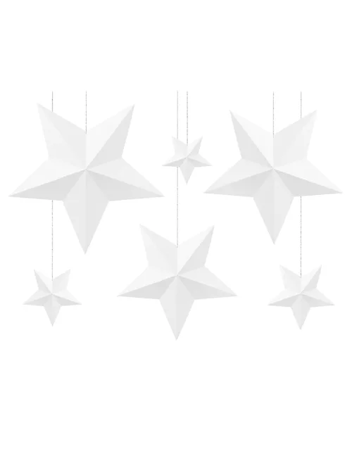 Photo du produit 6 Etoiles à suspendre 3D blanches noël