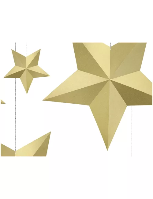 Photo du produit 6 Etoiles à suspendre 3D dorées Noël