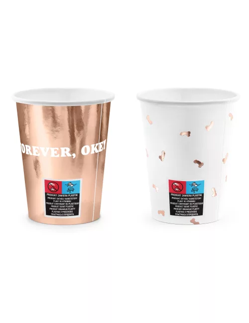 Photo du produit 6 Gobelets en carton same penis forever roses gold 220 ml