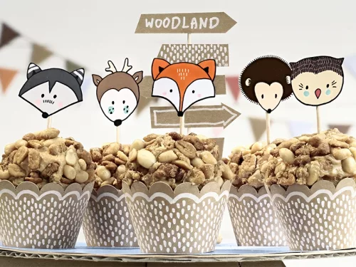 Photo du produit 6 Moules à cupcake et pics en bois animaux forêt 5 x 7,5 x 5 cm