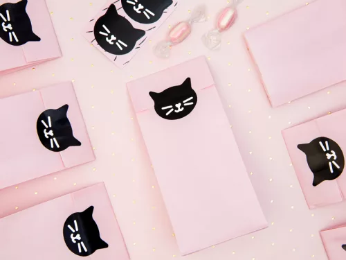 Photo du produit 6 Sacs cadeaux en papier chaton roses 8 x 18 x 6 cm