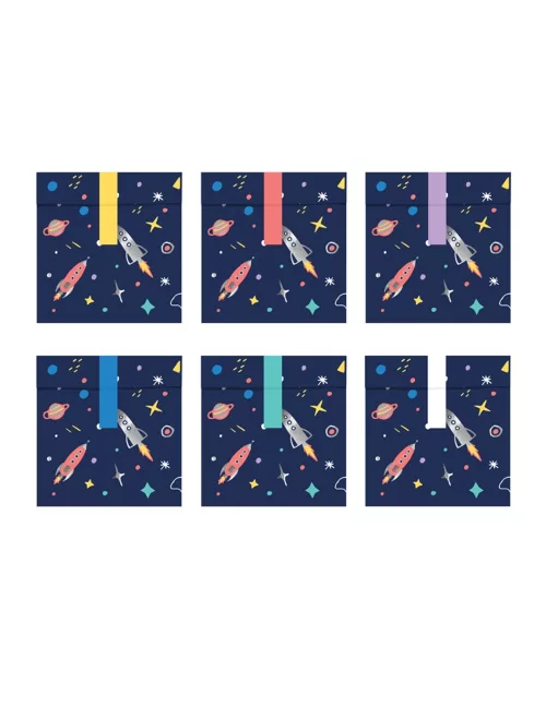 Photo du produit 6 Sacs cadeaux en papier space adventure 13 x 14 cm