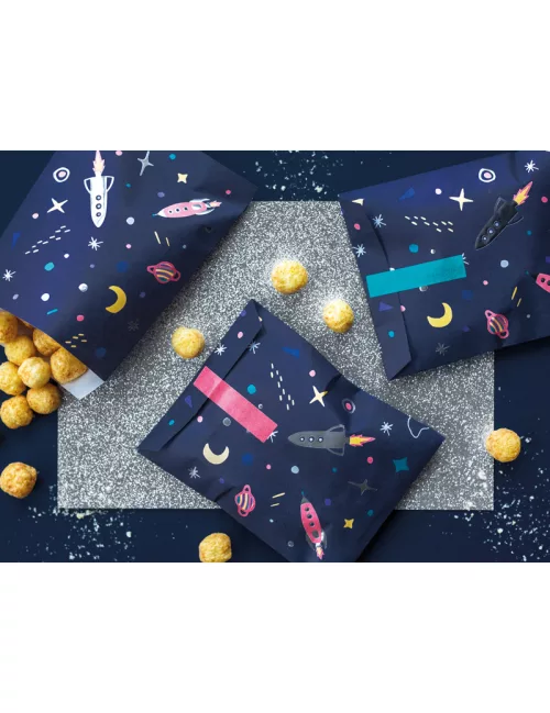 Photo du produit 6 Sacs cadeaux en papier space adventure 13 x 14 cm