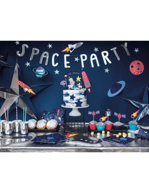 Photo du produit 7 Cake toppers en carton space adventure 9,5 - 24,5 cm