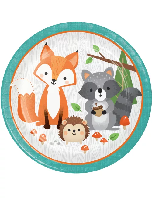 Photo du produit 8 Assiettes en carton animaux de la forêt 23 cm