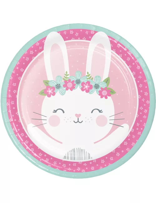 Photo du produit 8 Assiettes en carton Petit Lapin roses 23 cm