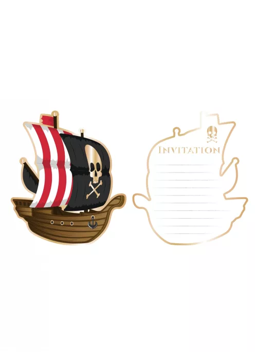 Photo du produit 8 Cartes d'invitation bateau pirate 10 x 12 cm