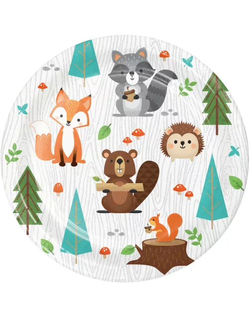 Photo du produit 8 Petites assiettes en carton animaux de la forêt 18 cm