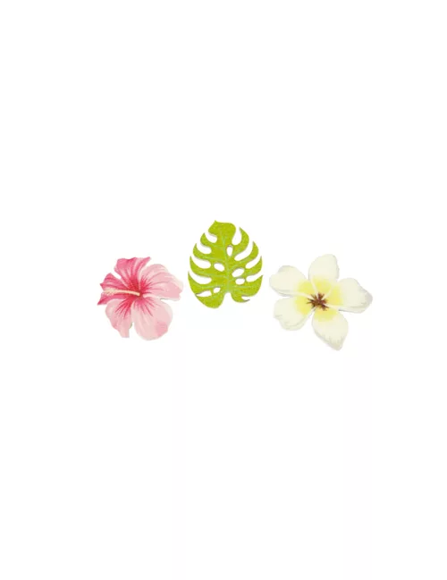 Photo du produit 9 Confettis en bois fleurs et feuilles tropicales 3,8 cm