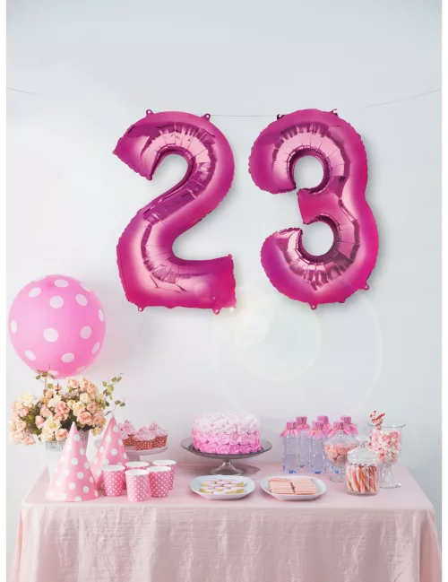 Photo du produit Ballon aluminium chiffre fuchsia 88 cm