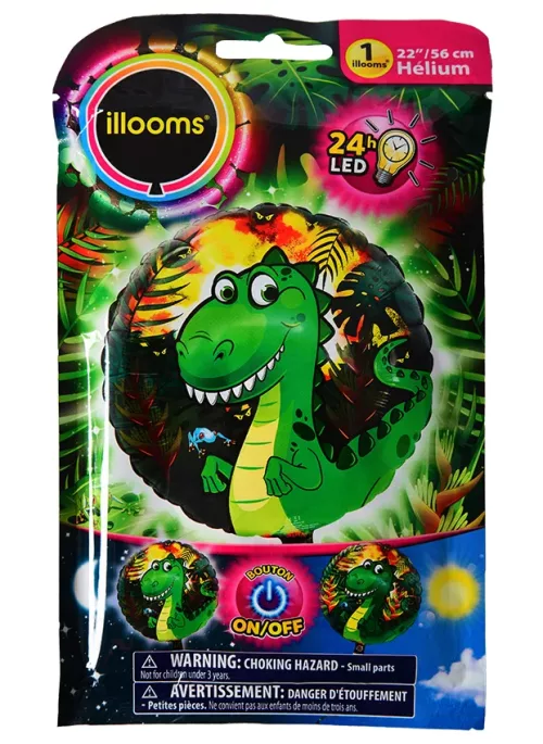 Photo du produit Ballon aluminium dinosaure LED Illooms® 50 cm