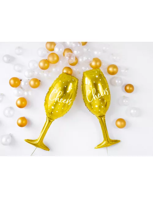 Photo du produit Ballon aluminium flûte cheers doré 28 x 80 cm