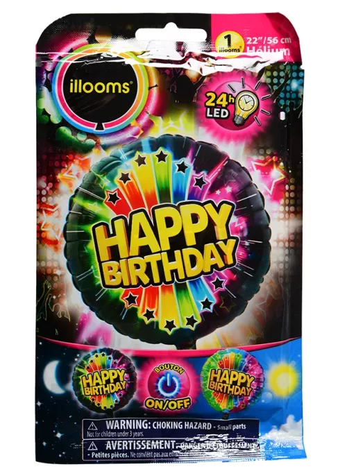 Photo du produit Ballon aluminium Happy Birthday LED Illooms® 50 cm