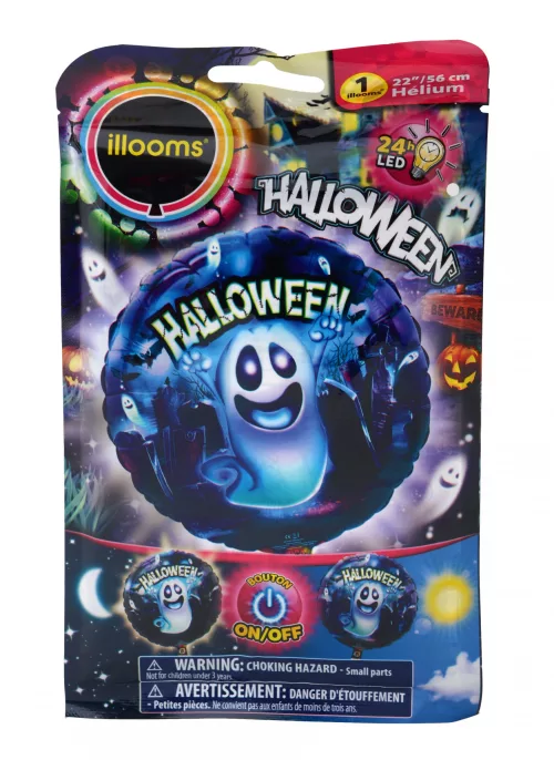 Photo du produit Ballon aluminium lumineux fantôme Illooms 55 cm