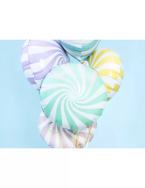 Photo du produit Ballon aluminium sucette menthe et blanc 45 cm