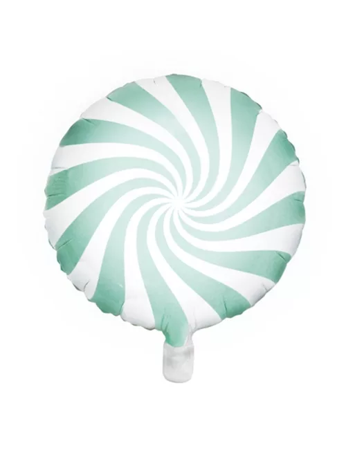 Photo du produit Ballon aluminium sucette menthe et blanc 45 cm