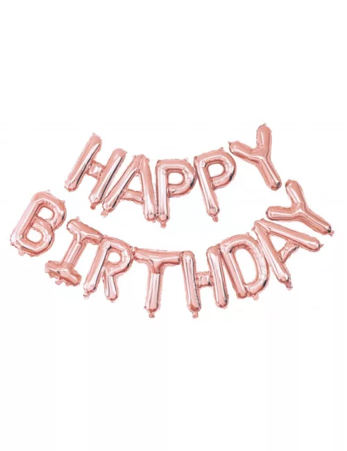 Photo du produit Ballons aluminium Happy Birthday rose gold 305 x 35 cm