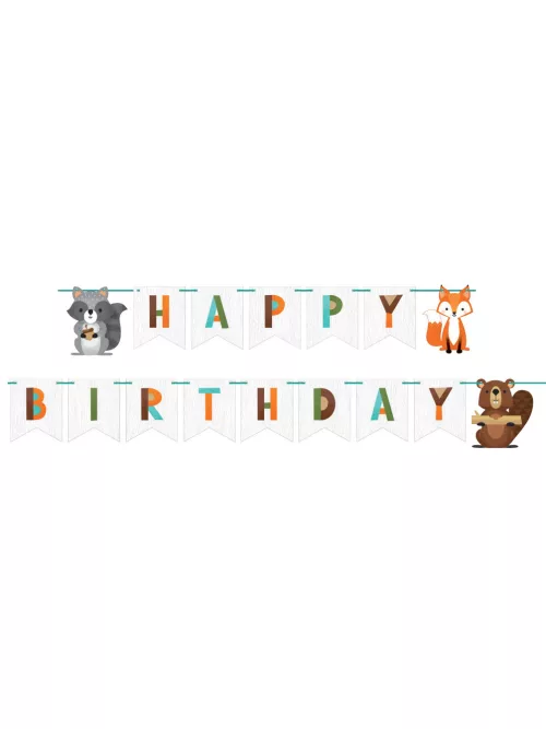 Photo du produit Bannière en carton happy birthday animaux de la forêt 2,4 m