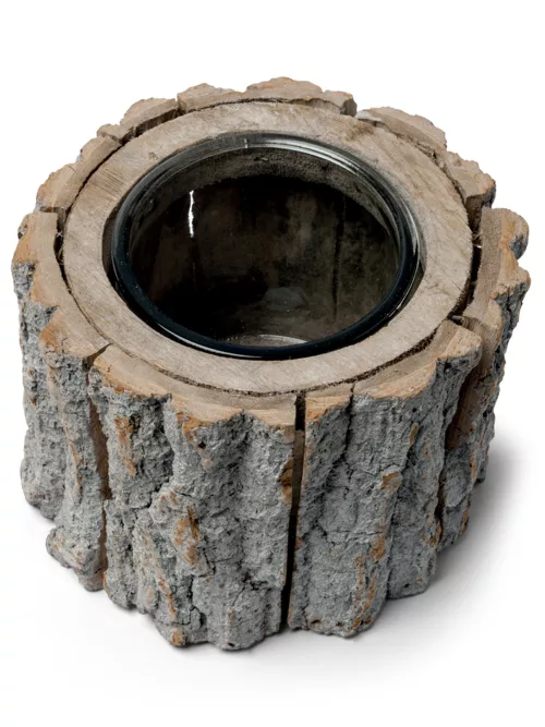 Photo du produit Bougeoir rondin de bois 12 x 14 cm